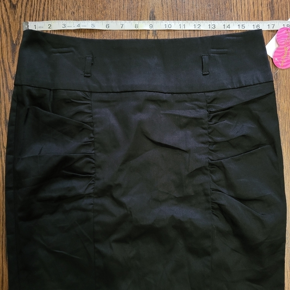 Heart Soul Black Ruched Front Pencil Skirt Size Junior's 9 NEW with Tags - Picture 4 of 8